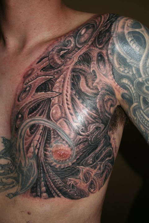 I just did this Biomechanic tattoo for an Australian client of mine by 